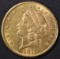 1875-CC $20 GOLD LIBERTY  CH AU