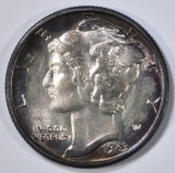 1943 MERCURY DIME, BU FULL BANDS- COLOR