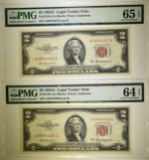 PMG-64 & 65 EPQ GRADED 1953A $2 RED SEAL NOTES