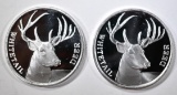 2-WHITETAIL DEER ONE OUNCE SILVER ROUNDS