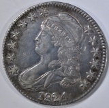 1824 BUST HALF DOLLAR  AU  OLD CLEANING