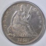 1875-CC SEATED LIBERTY HALF, XF/ AU