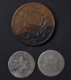 1864 2 CENT VF, 1851 & 53 3 CENT SILVER