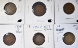 6 INDIAN CENTS SOME SCARCE DATES