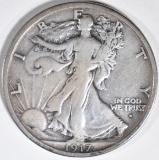 1917-D OBV. WALKING LIBERTY HALF DOLLAR F/VF