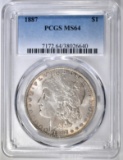 1887 MORGAN DOLLAR PCGS MS-64