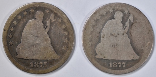 1875 G & 1877 AG SEATED LIBERTY DIMES