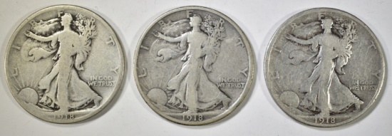 1918-P, D, S WALKING LIBERTY HALVES