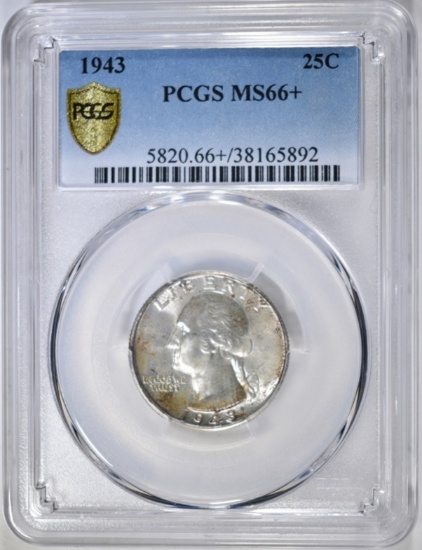 1943 WASHINGTON QUARTER, PCGS MS-66+