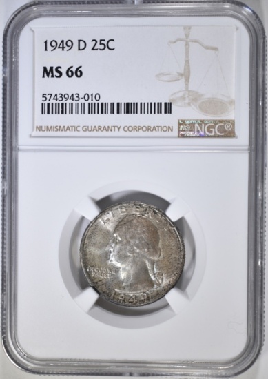 1949-D WASHINGTON QUARTER, NGC MS-66