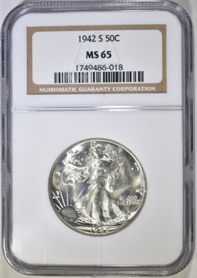 1942-S WALKING LIBERTY HALF NGC MS-65