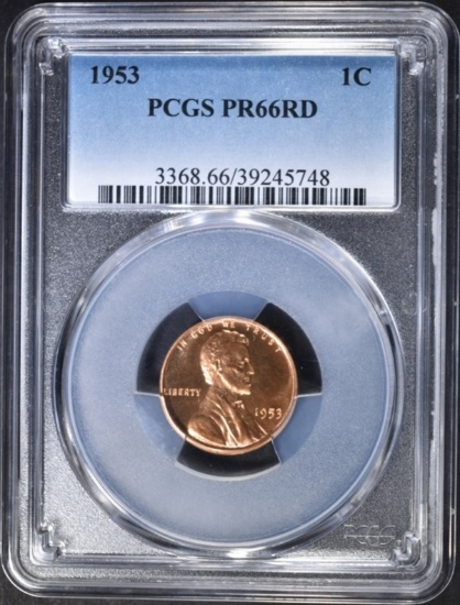 1953 LINCOLN CENT, PCGS PR-66 RED