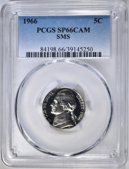 1965 SMS JEFFERSON NICKEL, PCGS SP-66 DCAM