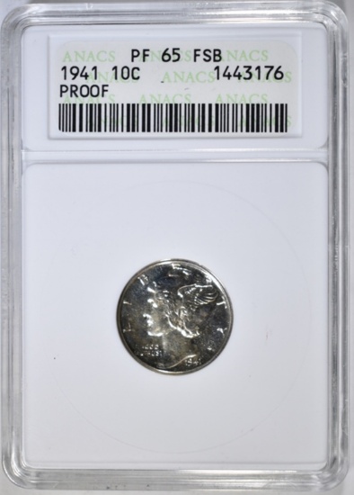 1941 MERCURY DIME, ANACS PF-65 FSB