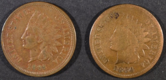 1865 FANCY S  VF/XF & 1864 L G INDIAN CENTS