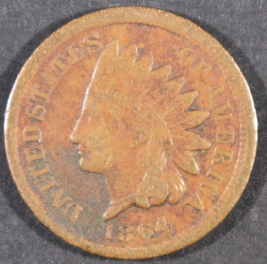 1864 BRONZE INDIAN HEAD CENT, XF
