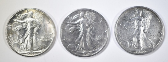 LOT OF 3 WALKING LIBERTY HALF DOLLARS