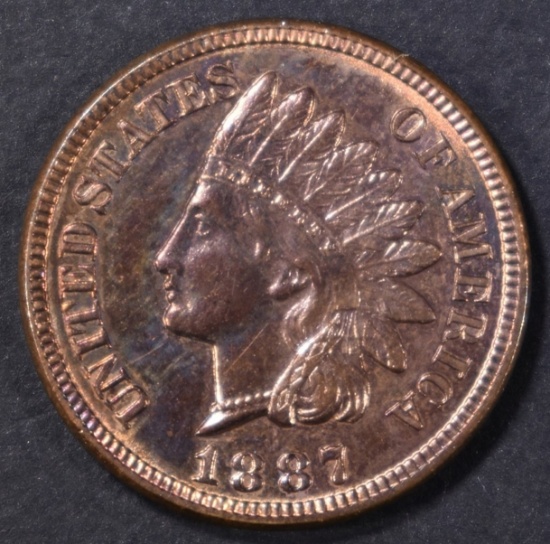 1887 INDIAN CENT  GEM BU  NEARLY FULL RED