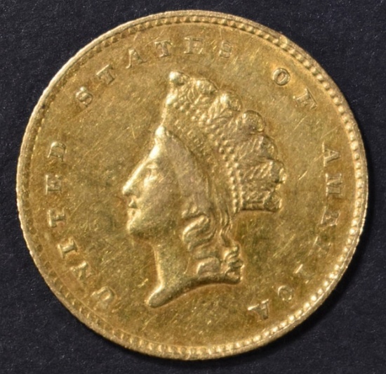 1855-O $1 GOLD INDIAN PRINCESS  AU