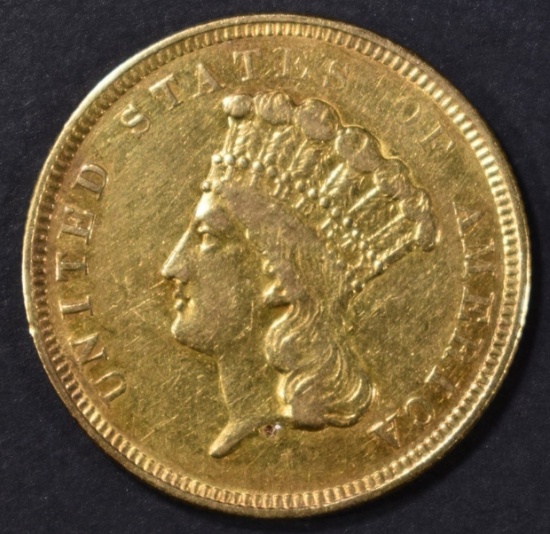 1854-O $3 GOLD INDIAN PRINCESS  AU