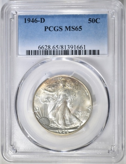 1946-D WALKING LIBERTY HALF DOLLAR, PCGS MS-65