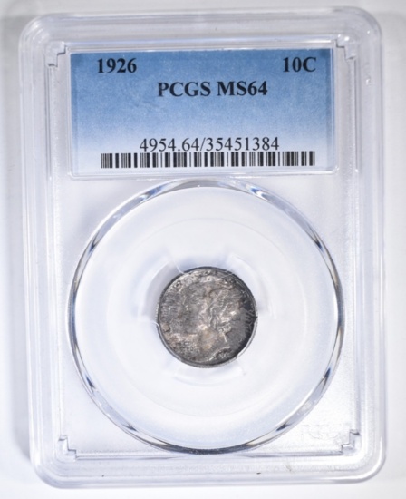 1926 MERCURY DIME, PCGS MS-64