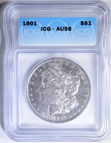 1901 MORGAN DOLLAR, ICG AU-58