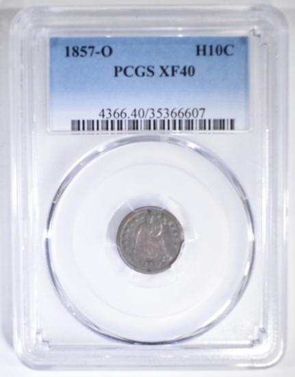 1857-O SEATED HALF DIME, PCGS XF-40