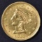 1853 $2.5 GOLD LIBERTY  CH BU