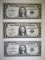 3 1935-B $1 SILVER CERTIFICATES 2 GEM CU, 1 AU