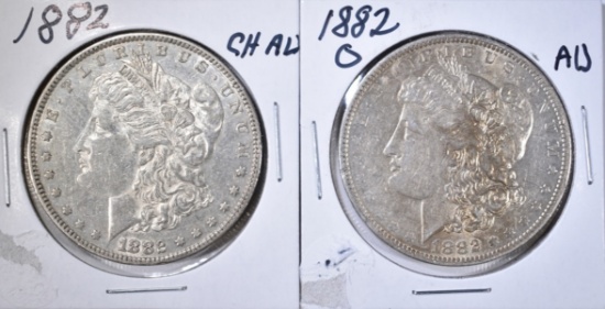 1882 CH AU & 82-O AU MORGAN DOLLARS