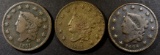 1828 & 2 1831 LARGE CENTS VG