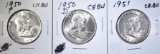1950-P, 50-D & 51 CH BU FRANKLIN HALF DOLLARS