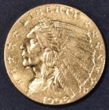 1908 $2.5 GOLD INDIAN  V CH BU