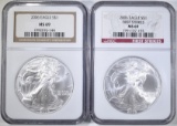 2 2006 AMERICAN SILVER EAGLES  NGC MS-69