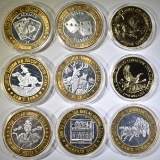 LOT OF 9 CASINO TOKENS: