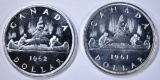 1961 & 62 CH BU CANADIAN SILVER DOLLARS