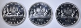 3-CH BU 1963 CANADIAN SILVER DOLLARS