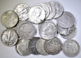 20-MIXED DATE 90% SILVER HALF DOLLARS