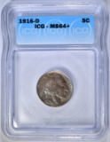 1916-D BUFFALO NICKEL ICG MS-64+