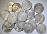 18 MIXED DATE 40% SILVER KENNEDY HALVES