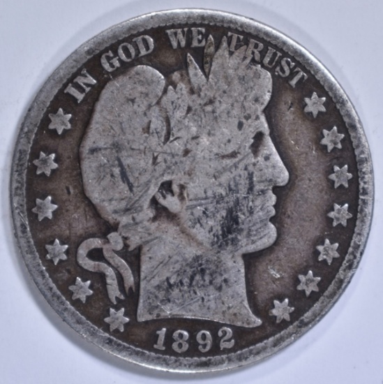 1892-S BARBER HALF DOLLAR GOOD