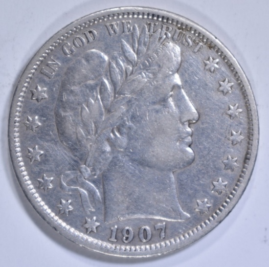 1907-S BARBER HALF DOLLAR XF