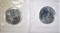 2-1989 CANADIAN 1oz SILVER MAPLE LEAF COINS