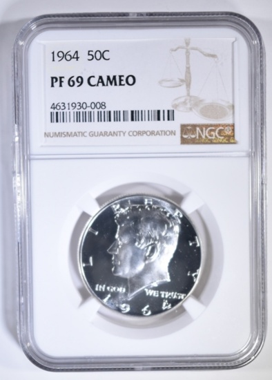 1964 KENNEDY HALF DOLLAR NGC PF-69 CAMEO