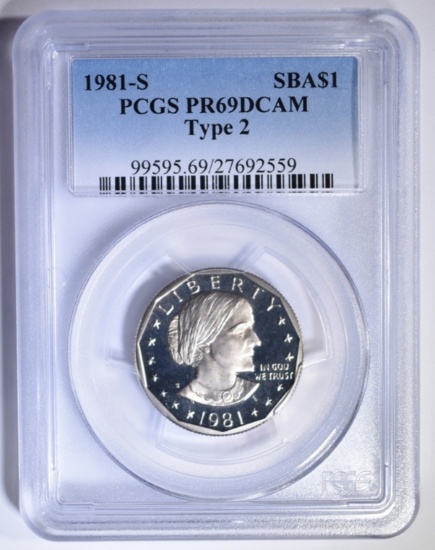 1981-S T-2 SUSAN B. ANTHONY DOLLAR PCGS PR-69 DCAM