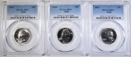 SMS QUARTER SET, ALL PCGS SP-67