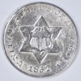 1852 3-CENT SILVER  CH BU