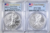 2012 & 2012-S SILVER EAGLES, PCGS MS-69 FIRST