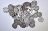 100-CIRC MIXED DATE MERCURY DIMES